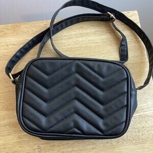 George Women’s Black Faux Leather Quilted Camera Crossbody Bag